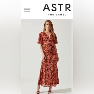 ASTR Floral Maxi Dress in Red and Pink